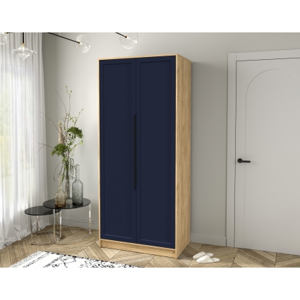 Шкаф распашной Тренд КТ-Ш2 (Дуб золотой ЛДСП/ Индиго ЛМДФ) Ш918 В2128 Г547 Шкаф распашной Тренд КТ-Ш2 (Дуб золотой ЛДСП/ Индиго ЛМДФ) Ш918 В2128 Г547